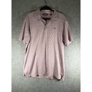 TravisMathew‎ Mens XL Short Sleeve Polo Shirt Pink Geometric Print Golf Casual